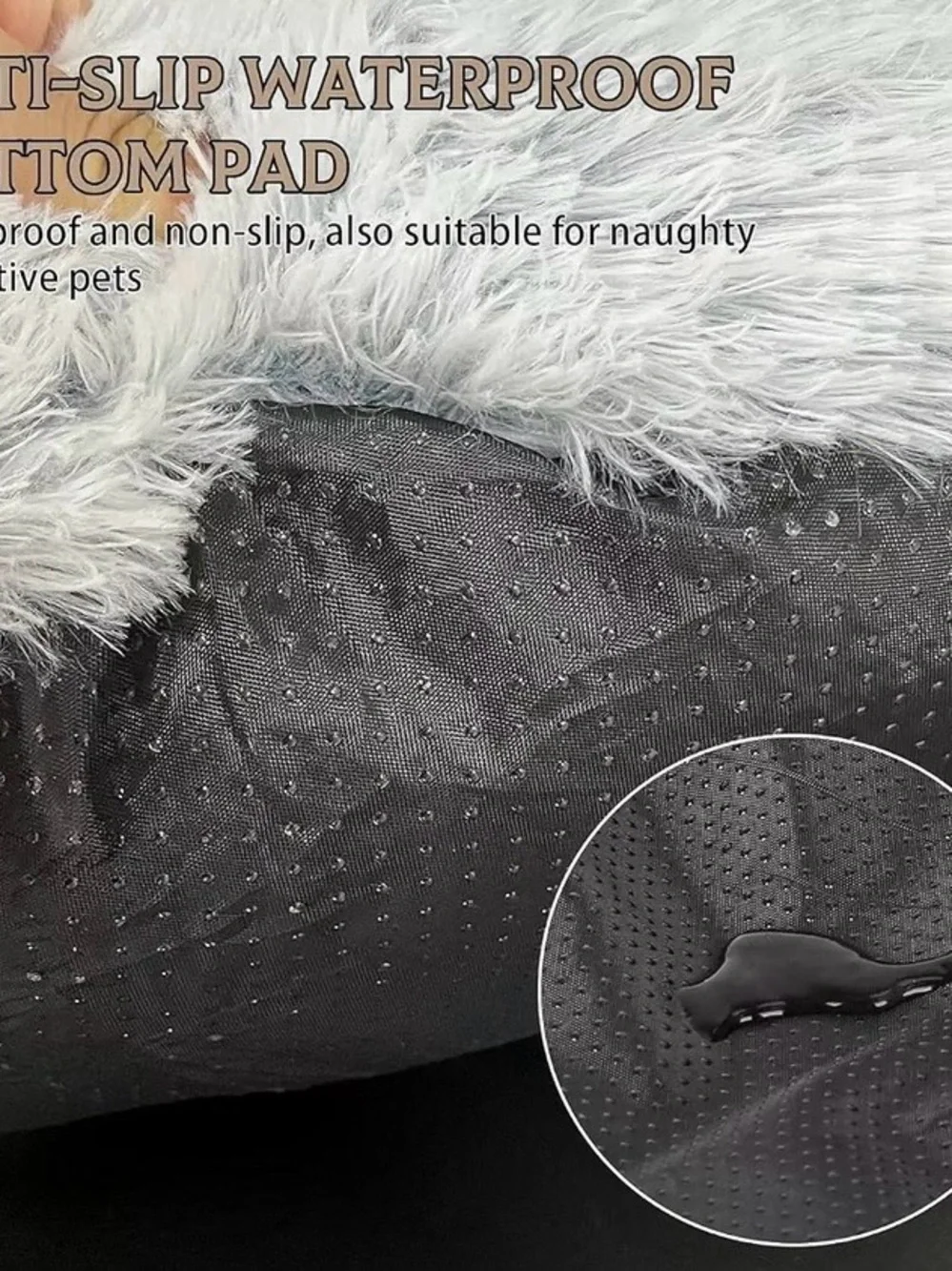 Fluffy Plush Cat Cave Bed Hooded Anti Anxiety Small Donut Cuddler Nest Pet Gray